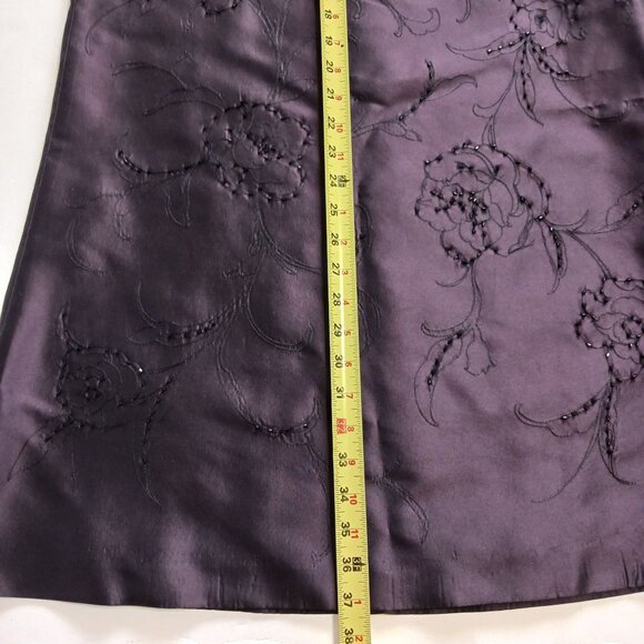 VTG Ann Taylor Purple Silk Strapless Embroidered Satin 2 PC Gown Beaded 0P - Picture 13 of 16